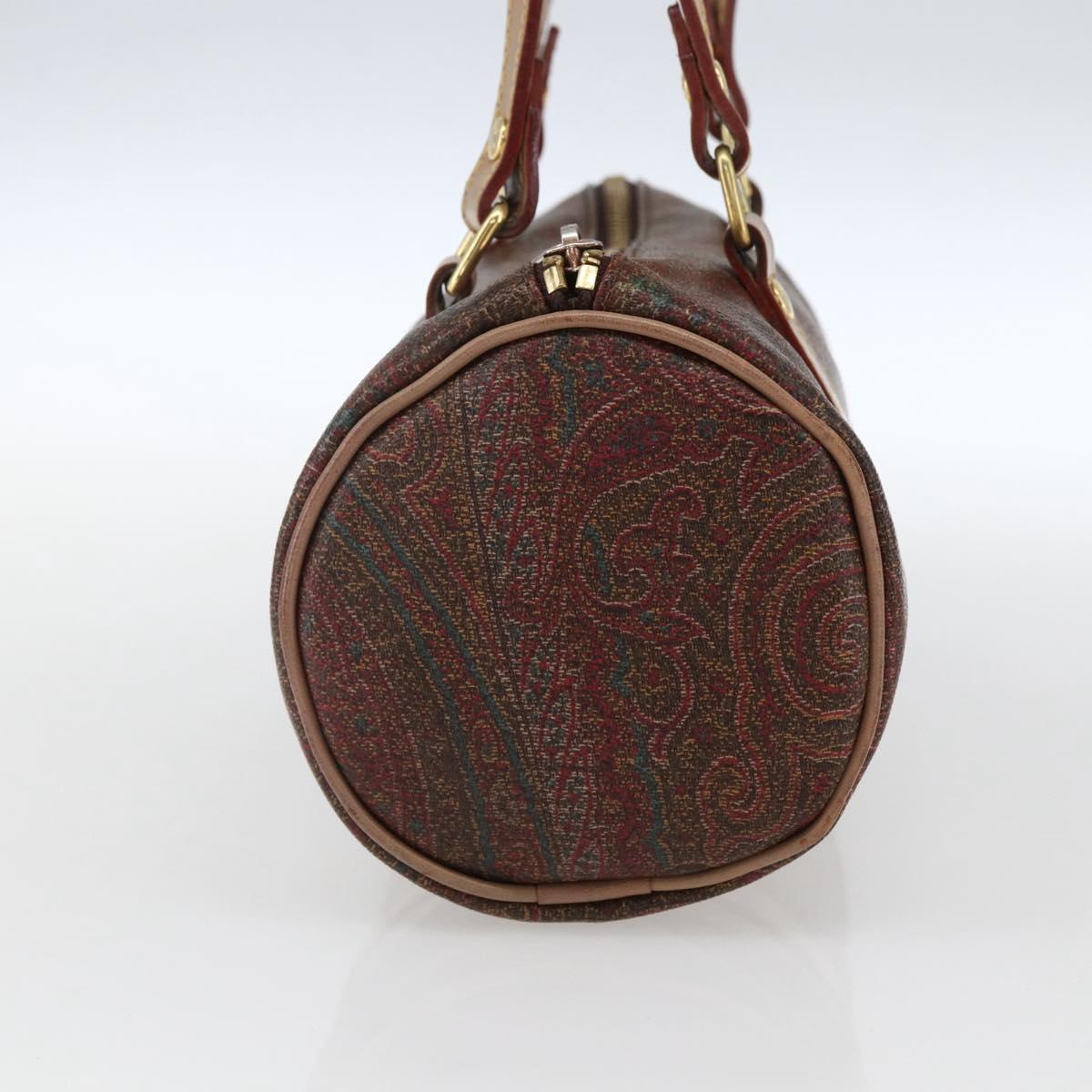 ETRO Paisley Hand Bag PVC Bordeaux Gold Auth am10734