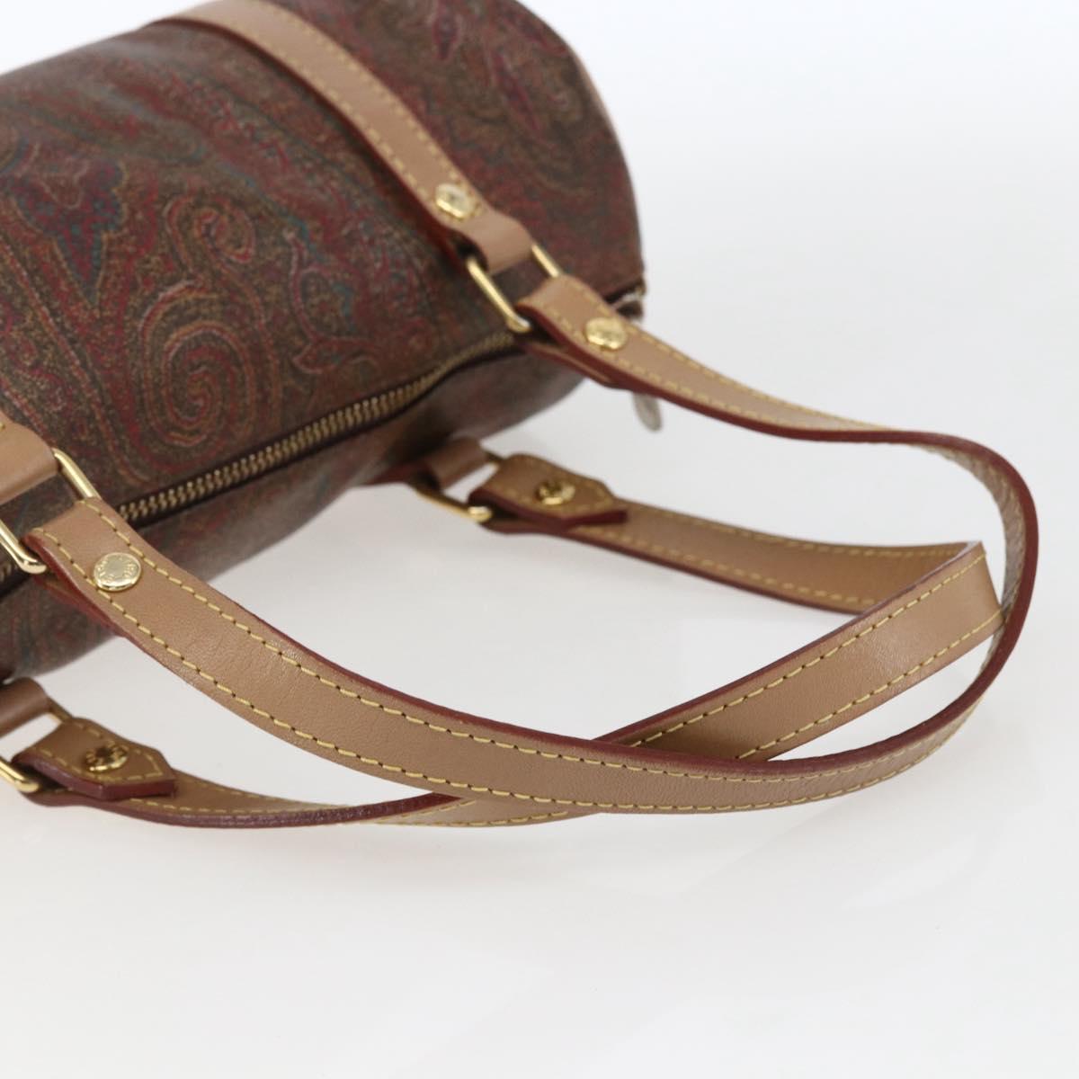 ETRO Paisley Hand Bag PVC Bordeaux Gold Auth am10734