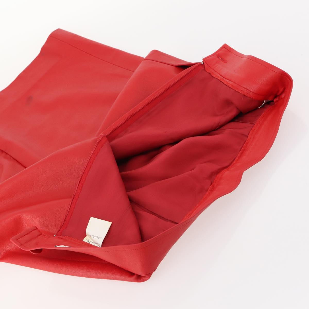 Christian Dior skirt Leather Red CC Auth am10735