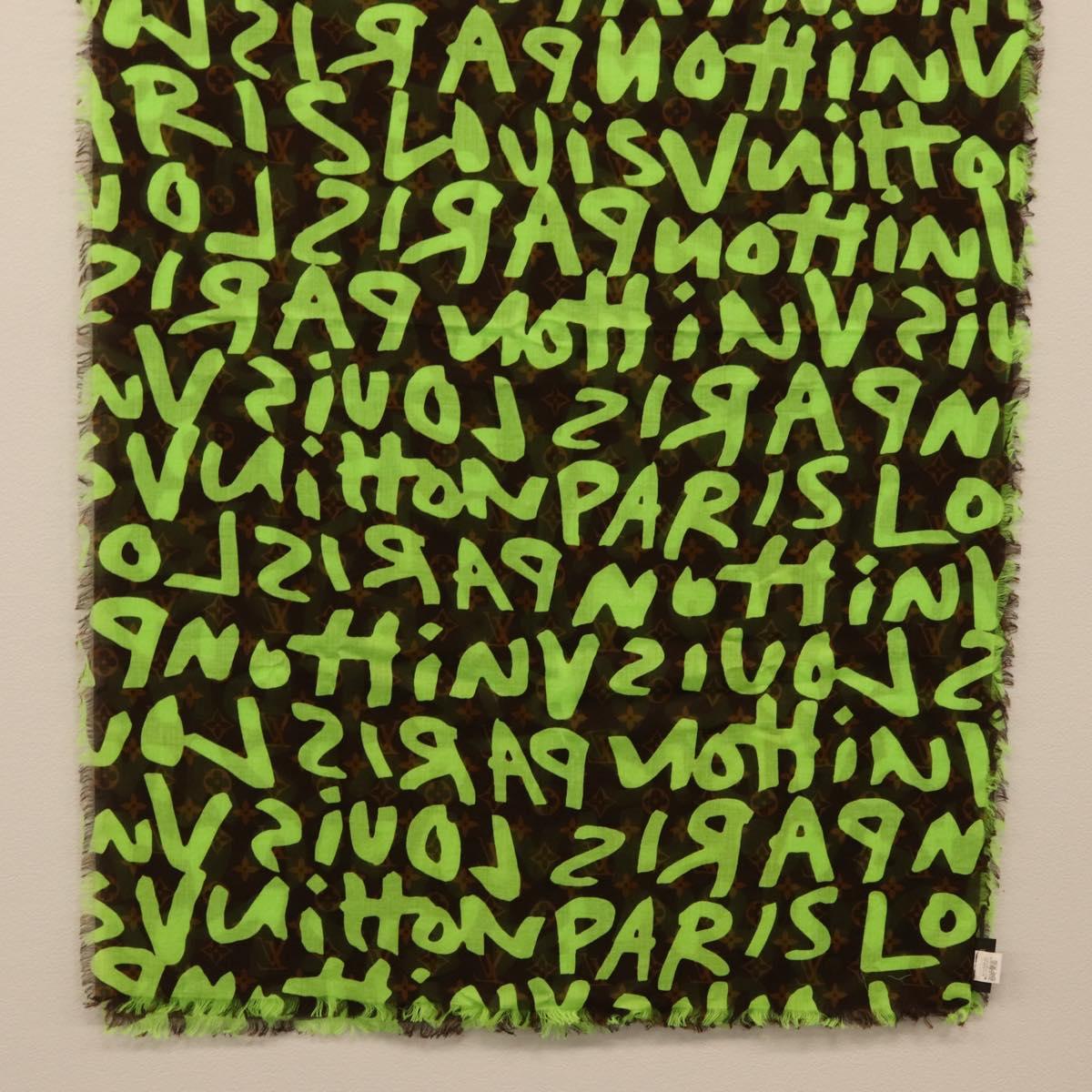 LOUIS VUITTON Monogram Graffiti Scarf Green LV Auth am10736SV