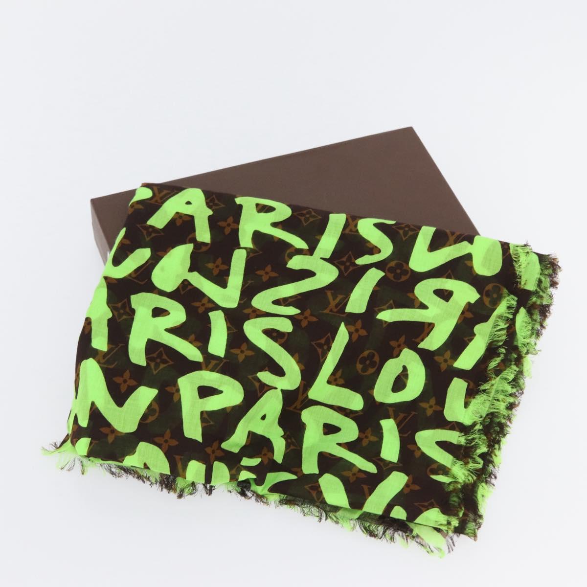 LOUIS VUITTON Monogram Graffiti Scarf Green LV Auth am10736SV
