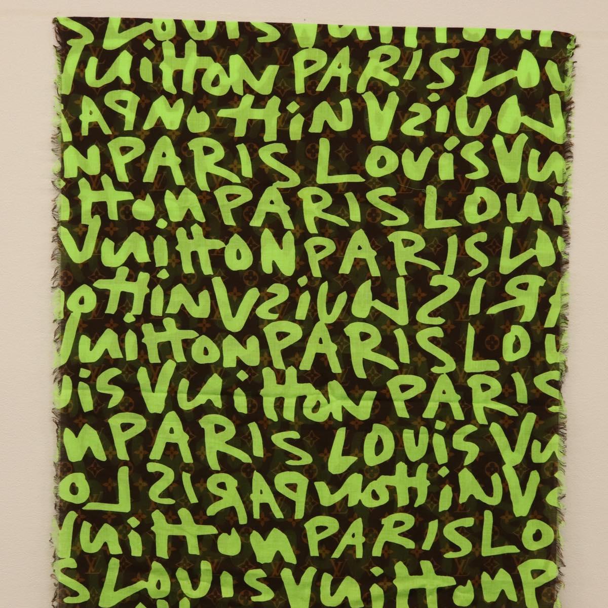 LOUIS VUITTON Monogram Graffiti Scarf Green LV Auth am10736SV