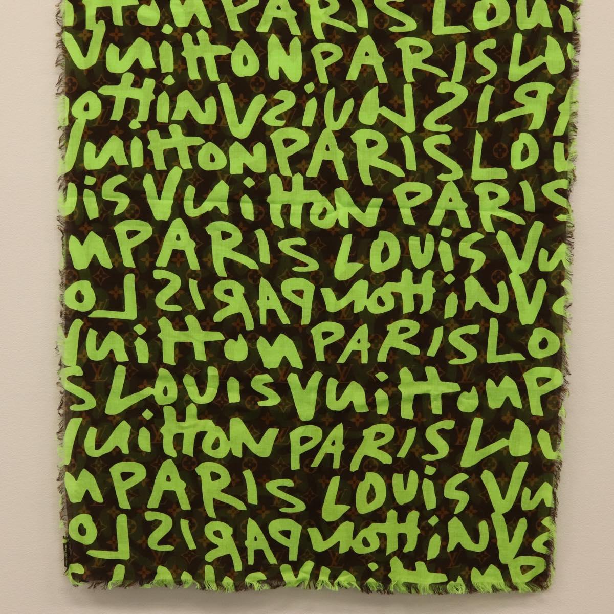 LOUIS VUITTON Monogram Graffiti Scarf Green LV Auth am10736SV