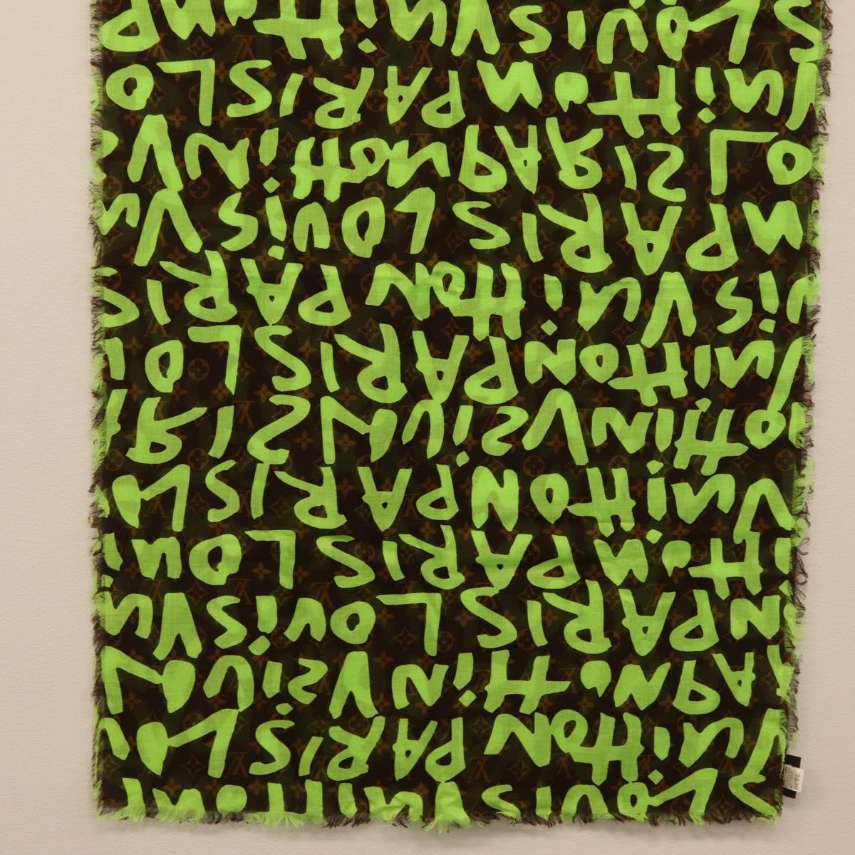LOUIS VUITTON Monogram Graffiti Scarf Green LV Auth am10736SV