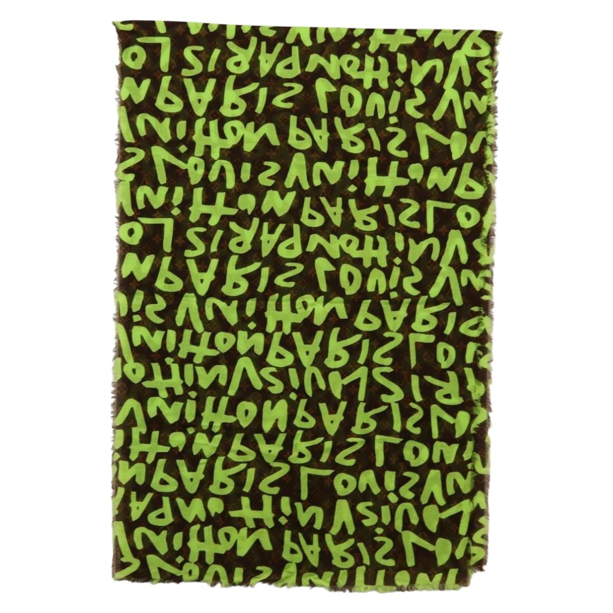 LOUIS VUITTON Monogram Graffiti Scarf Green LV Auth am10736SV