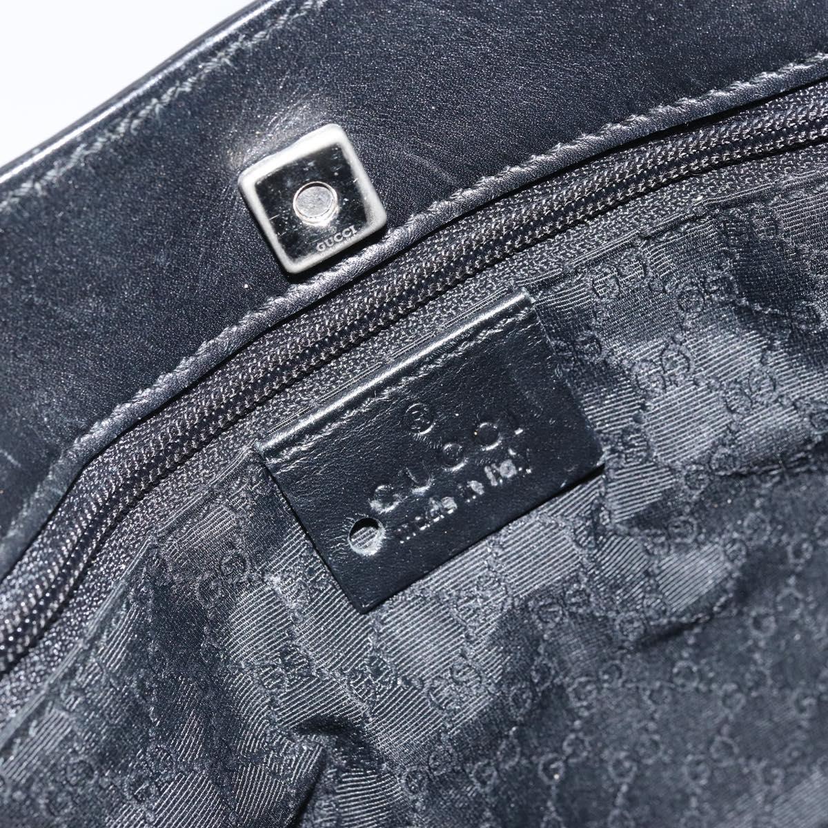 GUCCI Sherry Hand Bag Leather outlet Black Silver 000 0860 Auth am10737