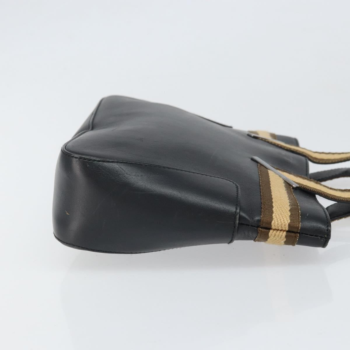 GUCCI Sherry Hand Bag Leather outlet Black Silver 000 0860 Auth am10737