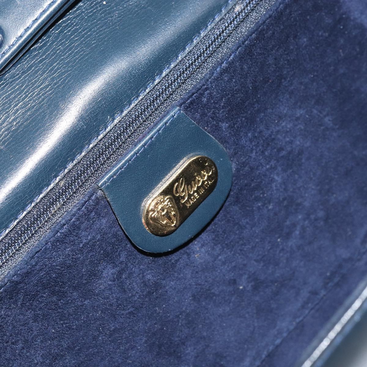 GUCCI Shoulder Bag Leather Navy Gold 406 004 2008 Auth am10743