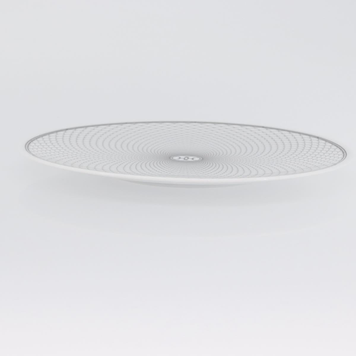 HERMES H DECO Plate Pottery White Black Auth am10749SAV