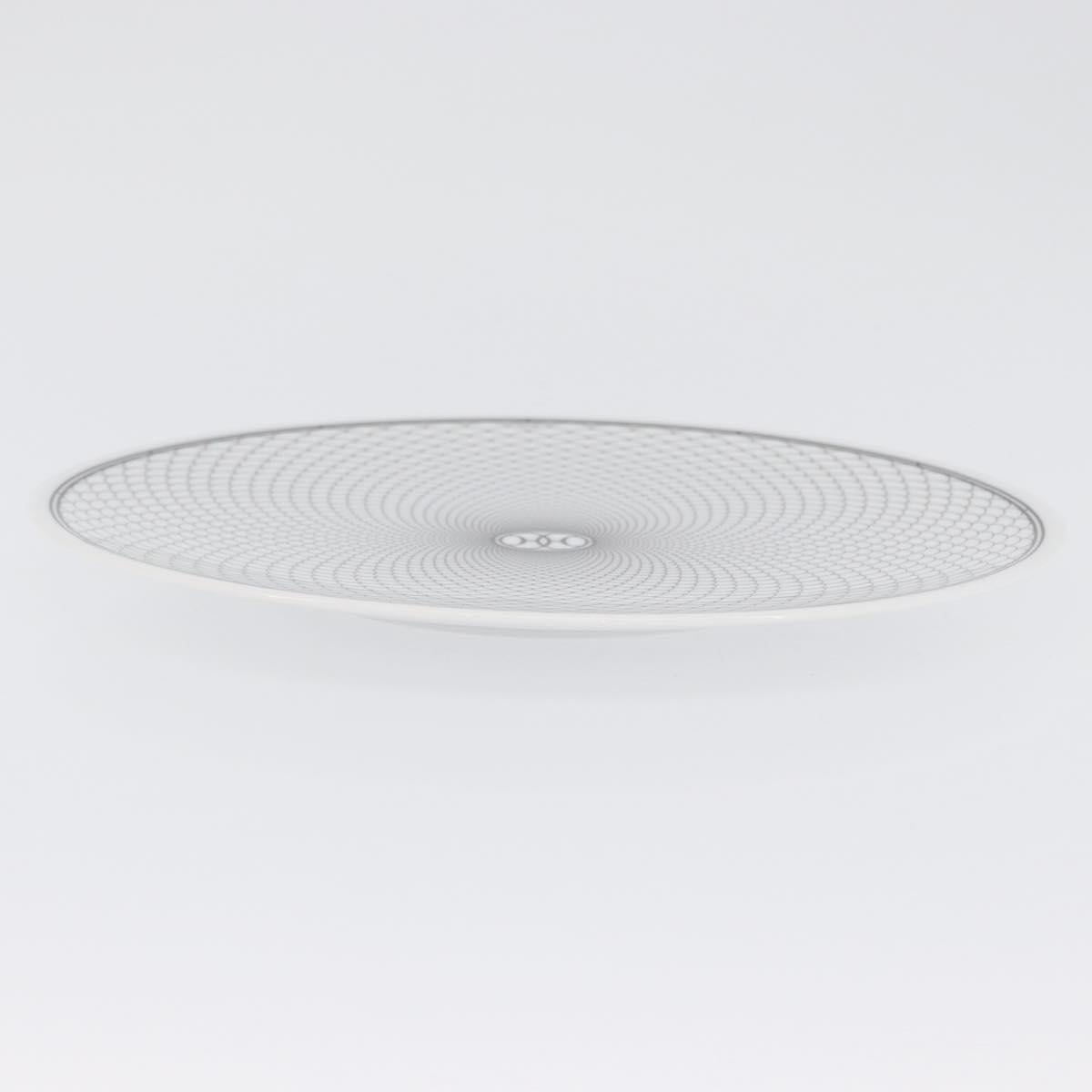 HERMES H DECO Plate Pottery White Black Auth am10749SAV