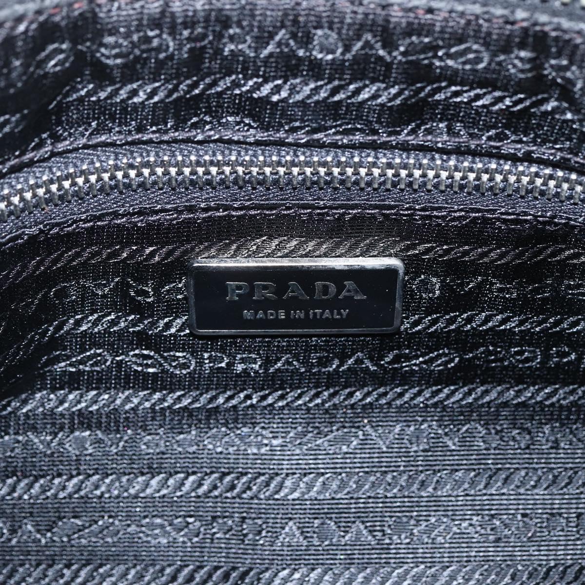 PRADA Hand Bag Nylon Leather Black Silver BR3043 Auth am10754SAV