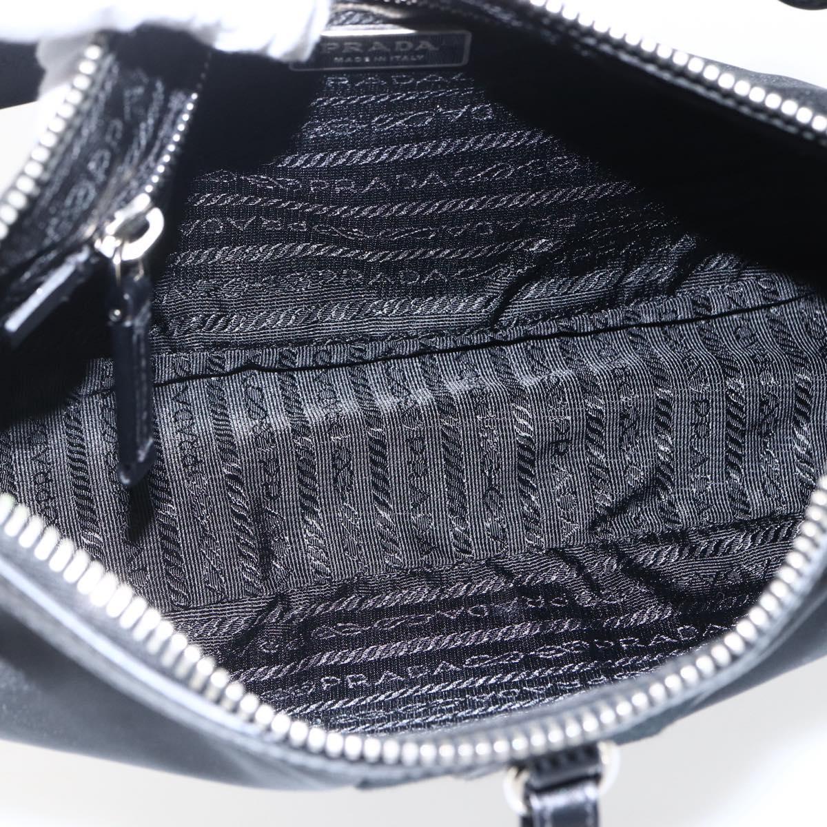 PRADA Hand Bag Nylon Leather Black Silver BR3043 Auth am10754SAV