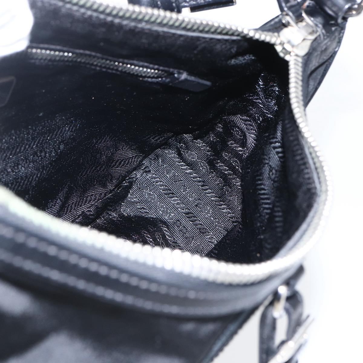PRADA Hand Bag Nylon Leather Black Silver BR3043 Auth am10754SAV