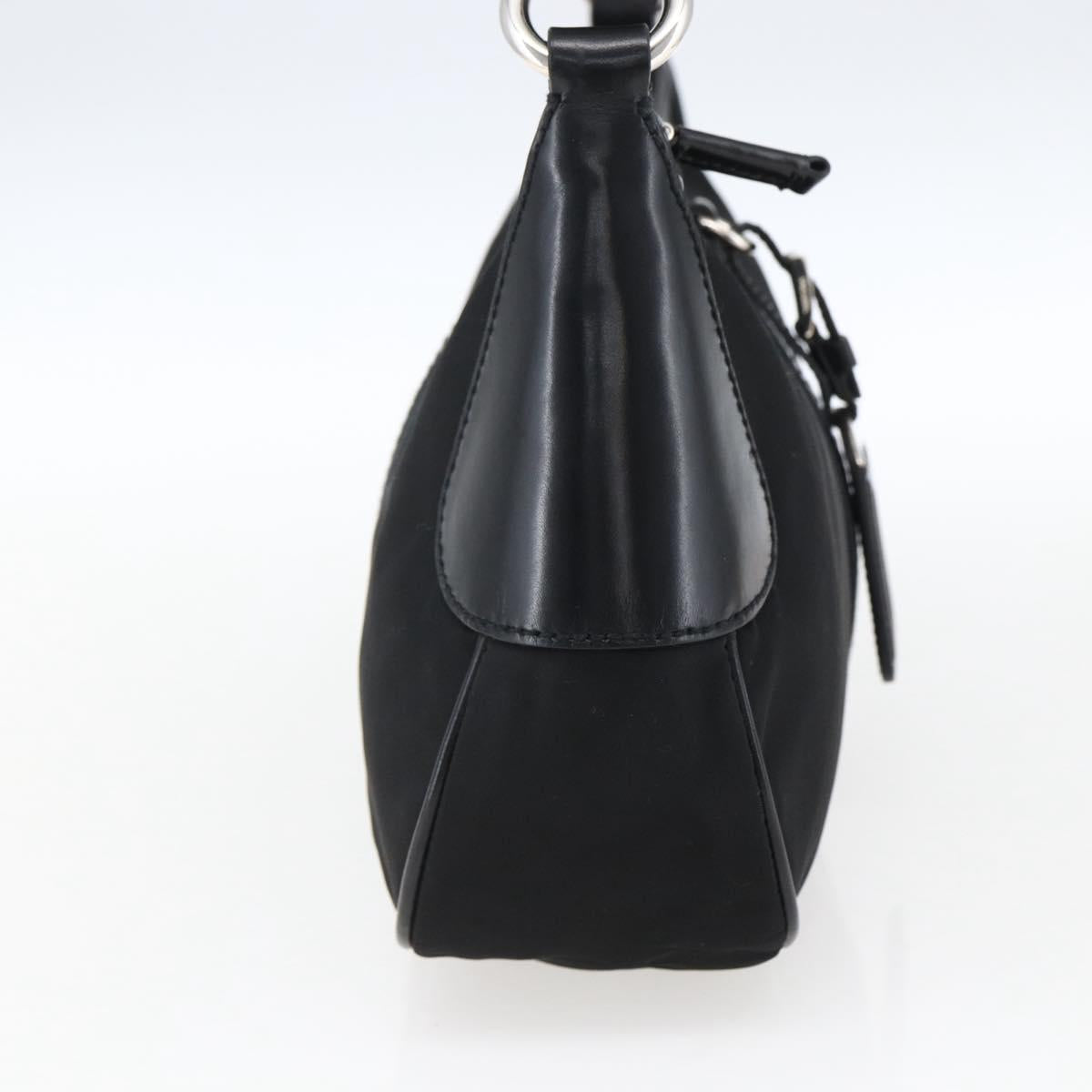 PRADA Hand Bag Nylon Leather Black Silver BR3043 Auth am10754SAV