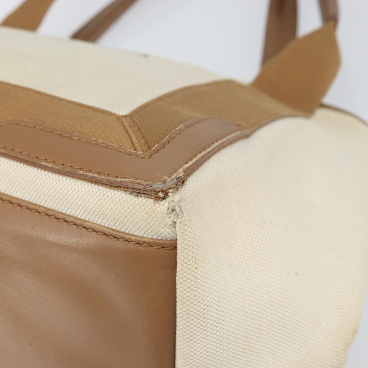 BALENCIAGA Navy Kabas Hand Bag Canvas White Beige 339933 Auth am10755