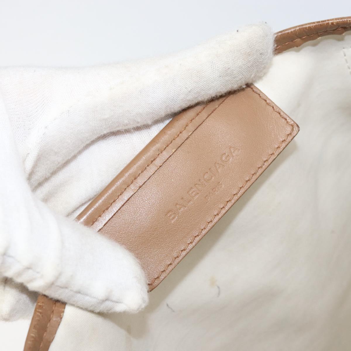 BALENCIAGA Navy Kabas Hand Bag Canvas White Beige 339933 Auth am10755