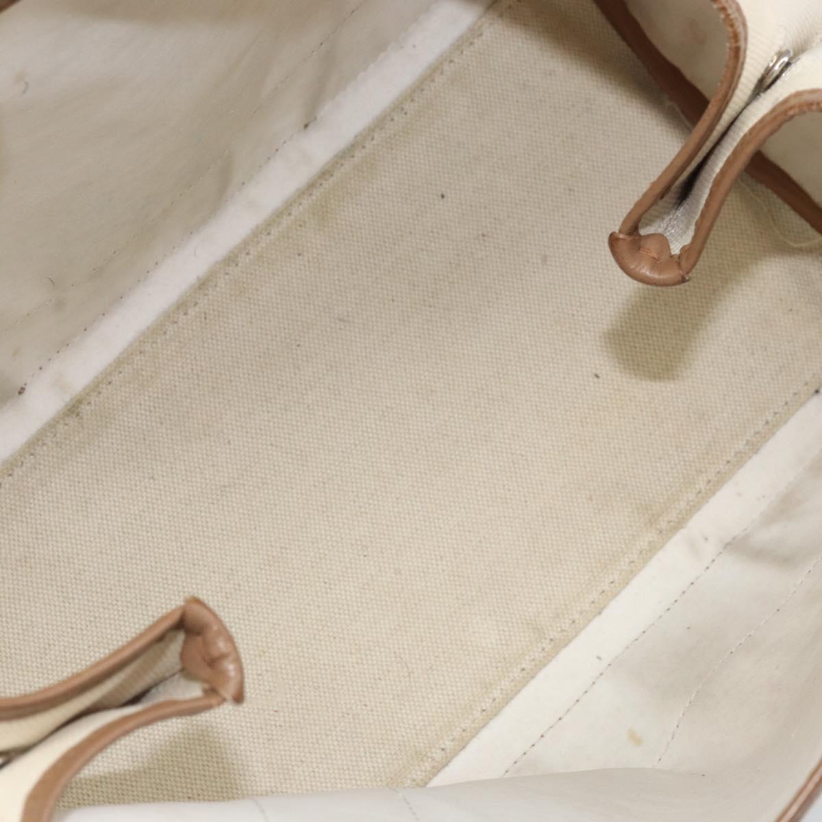 BALENCIAGA Navy Kabas Hand Bag Canvas White Beige 339933 Auth am10755