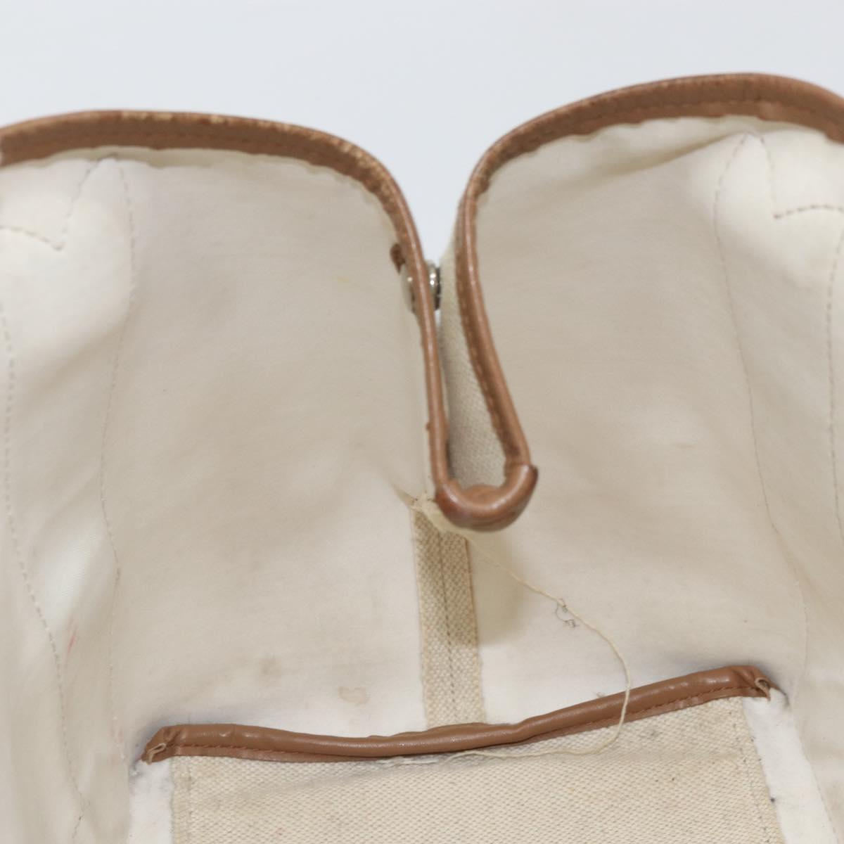 BALENCIAGA Navy Kabas Hand Bag Canvas White Beige 339933 Auth am10755