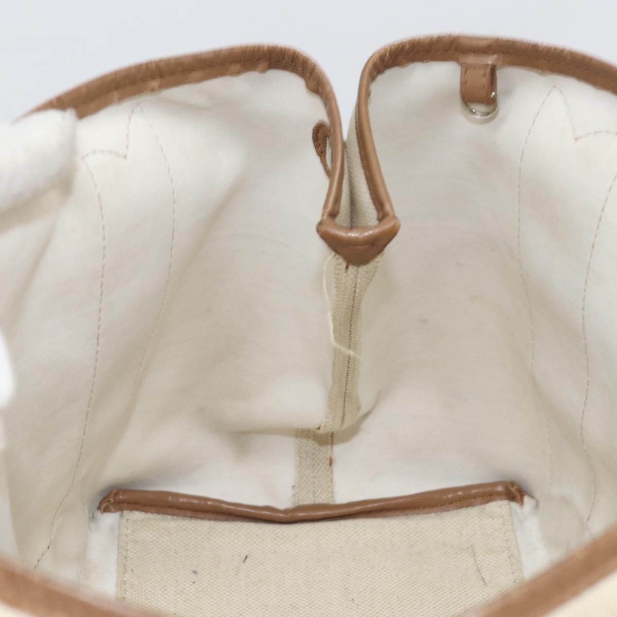 BALENCIAGA Navy Kabas Hand Bag Canvas White Beige 339933 Auth am10755