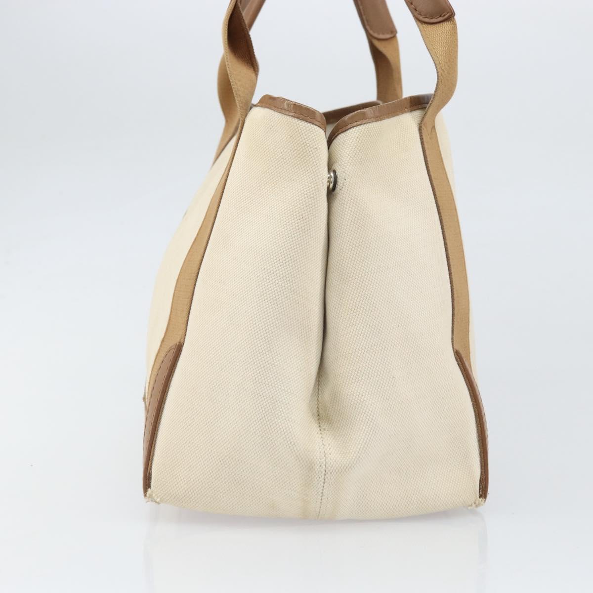 BALENCIAGA Navy Kabas Hand Bag Canvas White Beige 339933 Auth am10755