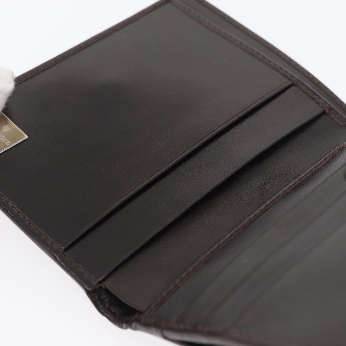 FENDI Zucca Canvas Wallet Leather Black Brown Auth am10756V