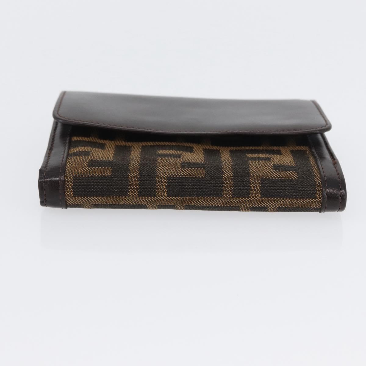 FENDI Zucca Canvas Wallet Leather Black Brown Auth am10756V