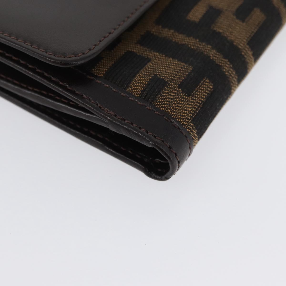 FENDI Zucca Canvas Wallet Leather Black Brown Auth am10756V