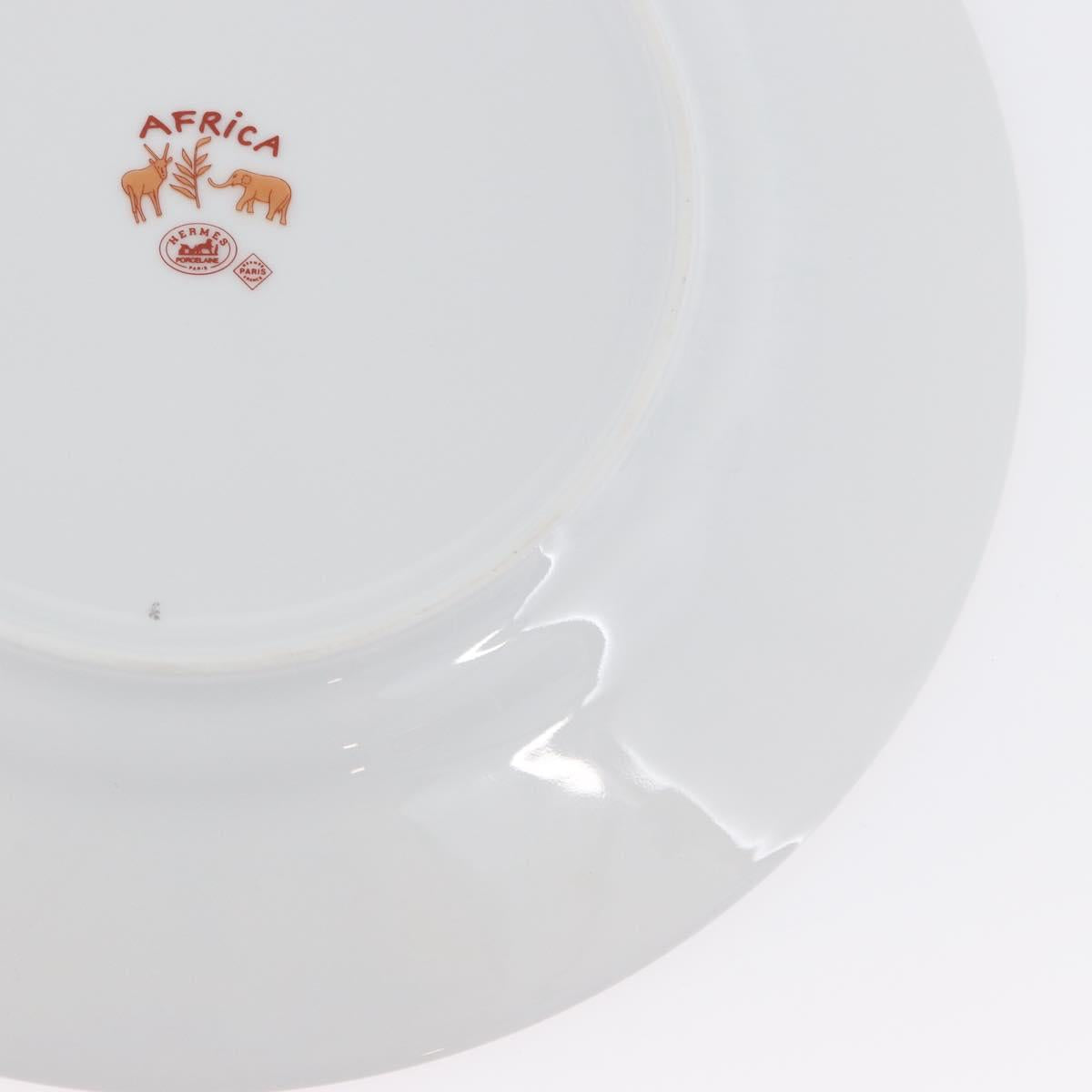 HERMES Africa Plate Pottery White Yellow Orange Auth am10758SAV