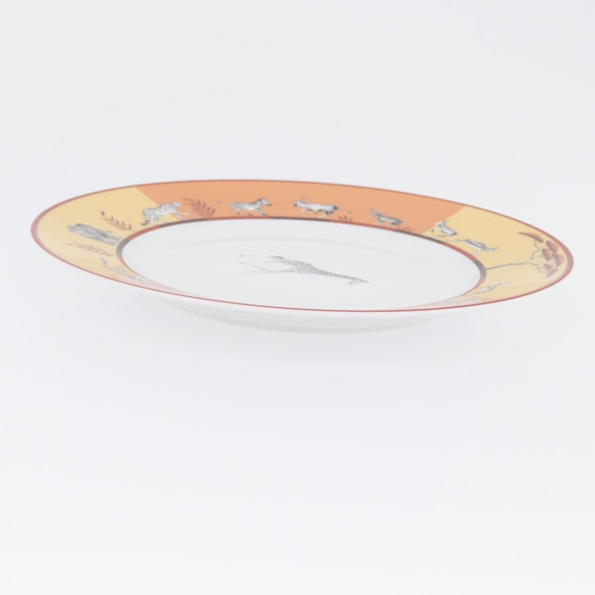 HERMES Africa Plate Pottery White Yellow Orange Auth am10758SAV