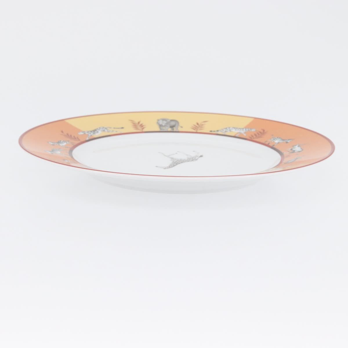 HERMES Africa Plate Pottery White Yellow Orange Auth am10758SAV