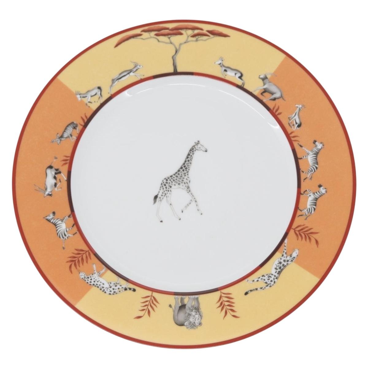 HERMES Africa Plate Pottery White Yellow Orange Auth am10758SAV