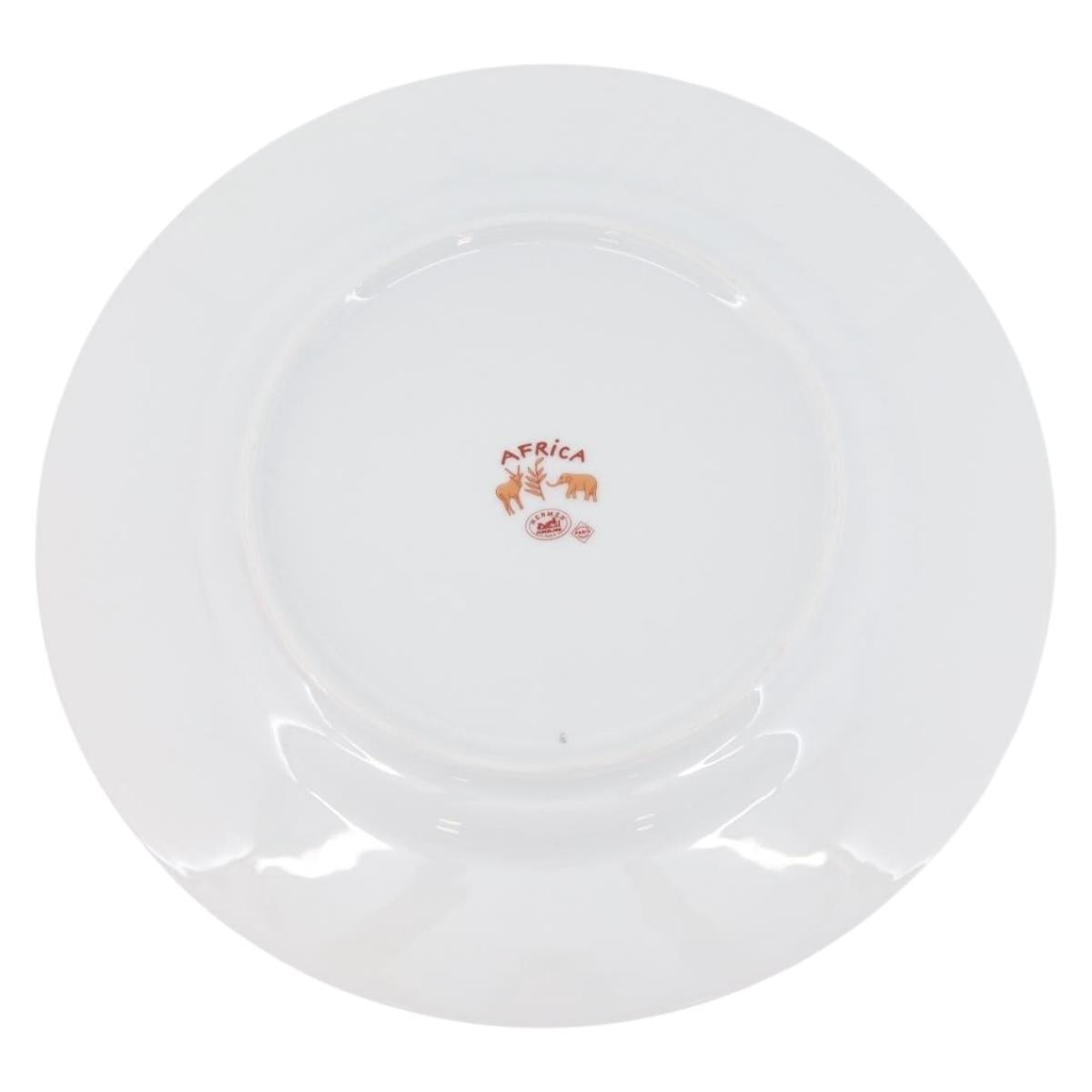 HERMES Africa Plate Pottery White Yellow Orange Auth am10758SAV