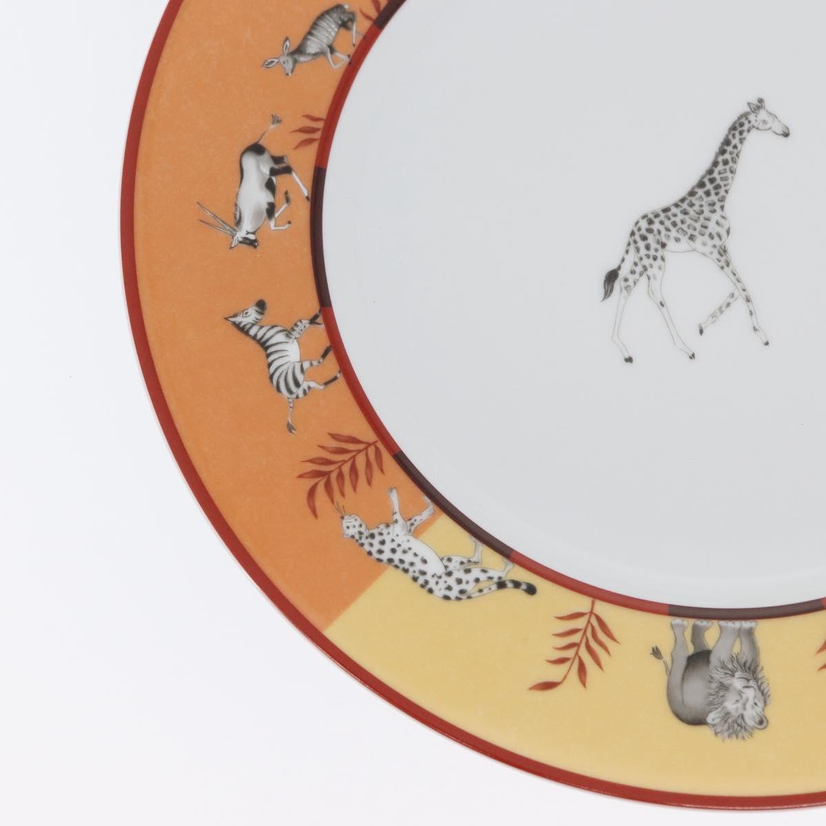 HERMES Africa Plate Pottery White Yellow Orange Auth am10758SAV