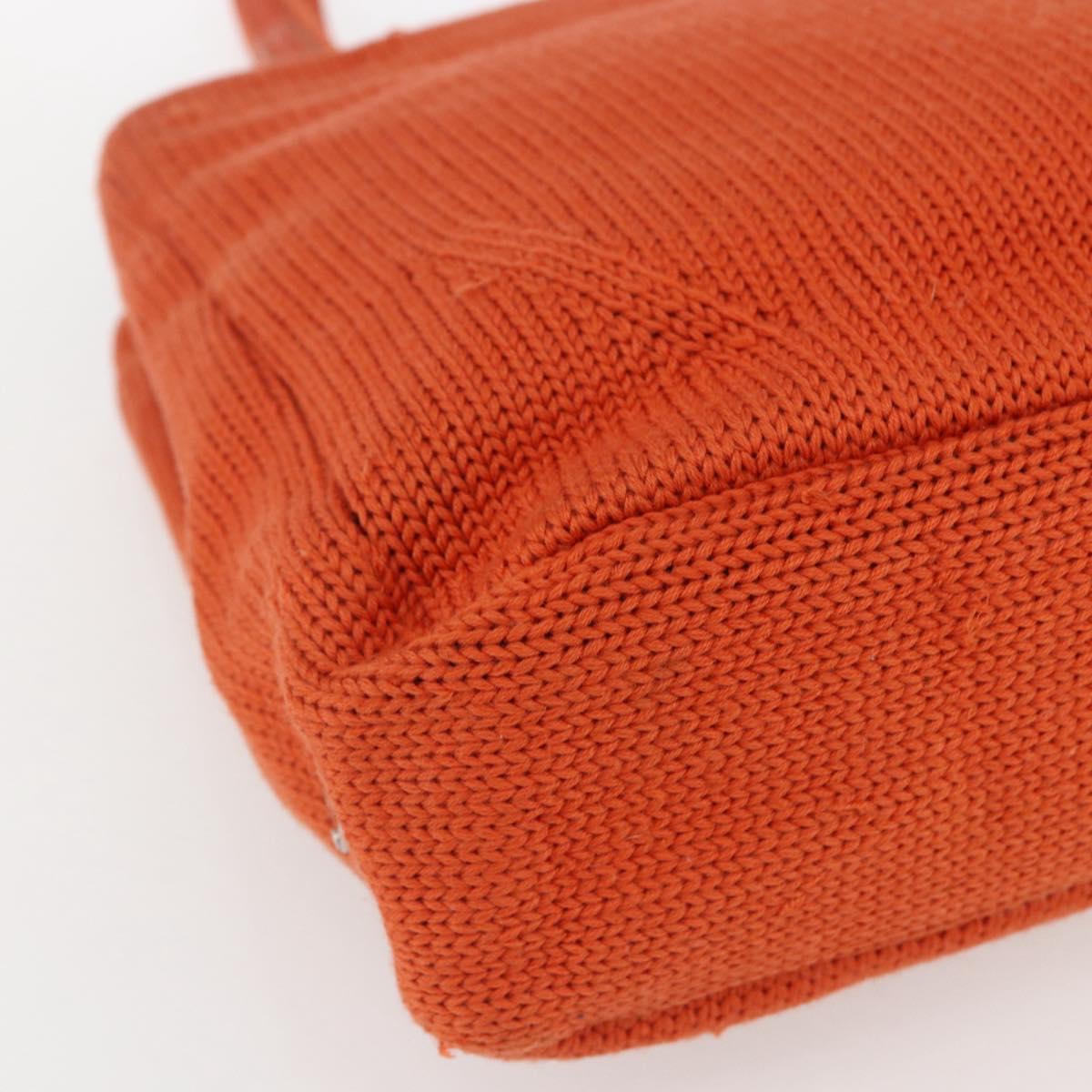 PRADA Hand Bag Wool Orange Silver Auth am10760