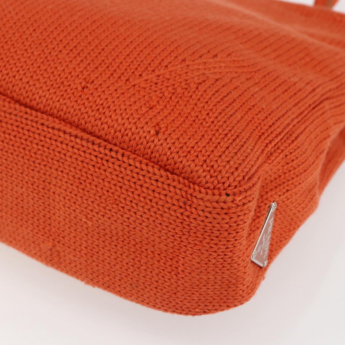 PRADA Hand Bag Wool Orange Silver Auth am10760