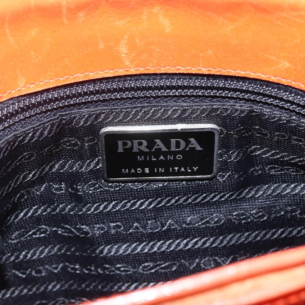 PRADA Hand Bag Wool Orange Silver Auth am10760