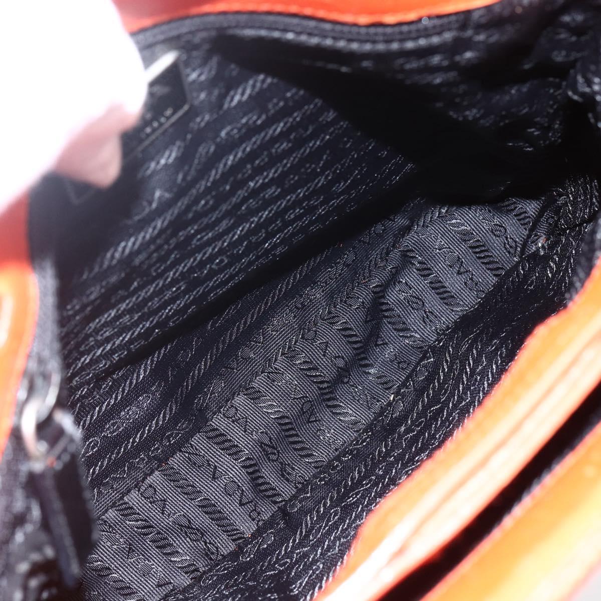 PRADA Hand Bag Wool Orange Silver Auth am10760