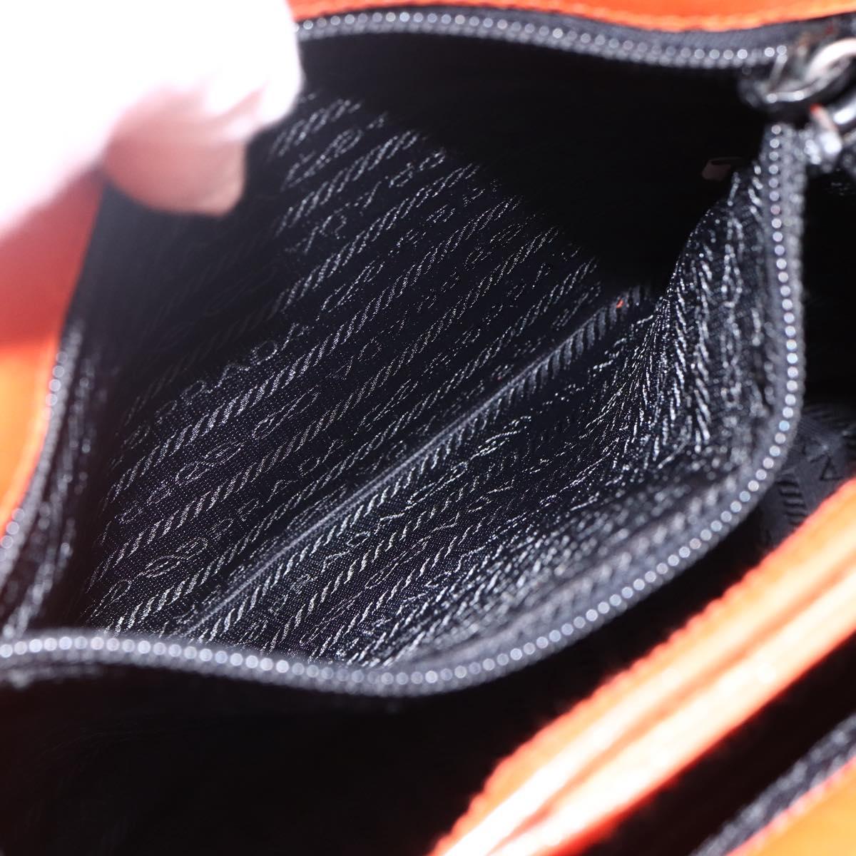PRADA Hand Bag Wool Orange Silver Auth am10760