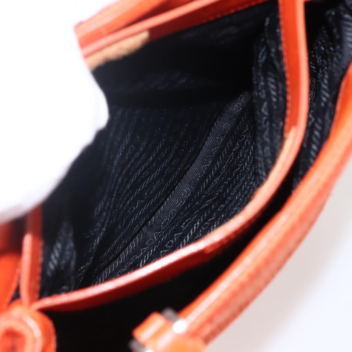 PRADA Hand Bag Wool Orange Silver Auth am10760