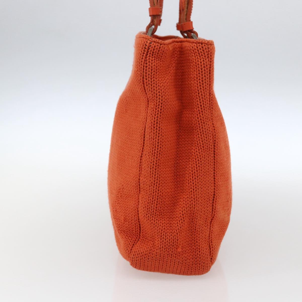 PRADA Hand Bag Wool Orange Silver Auth am10760