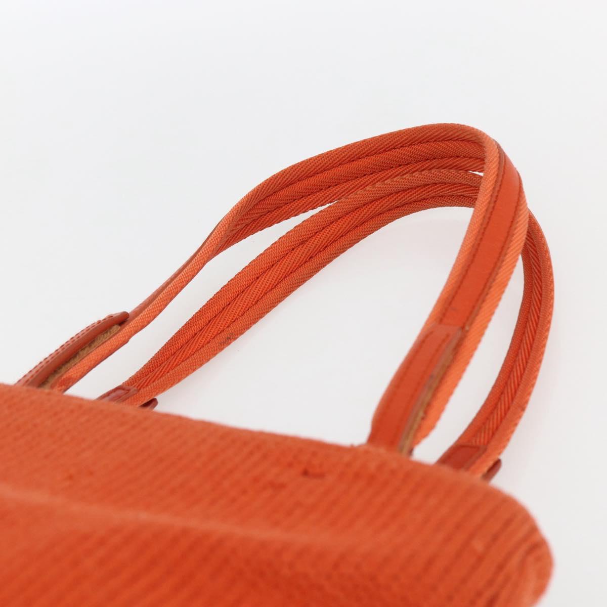PRADA Hand Bag Wool Orange Silver Auth am10760