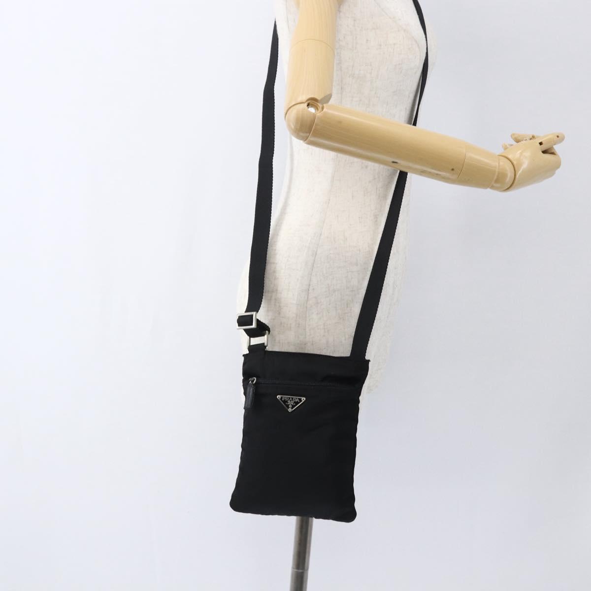 PRADA Shoulder Bag Nylon Black Silver Auth am10762
