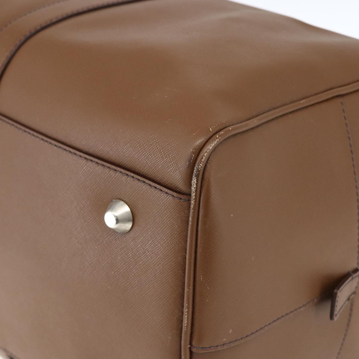 PRADA Boston Bag Safiano leather Brown Silver Auth am10770V