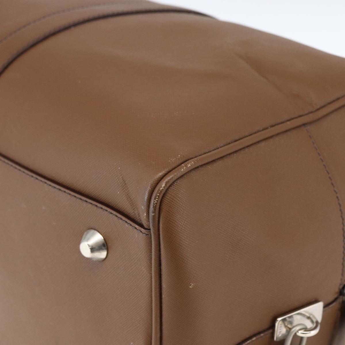 PRADA Boston Bag Safiano leather Brown Silver Auth am10770V