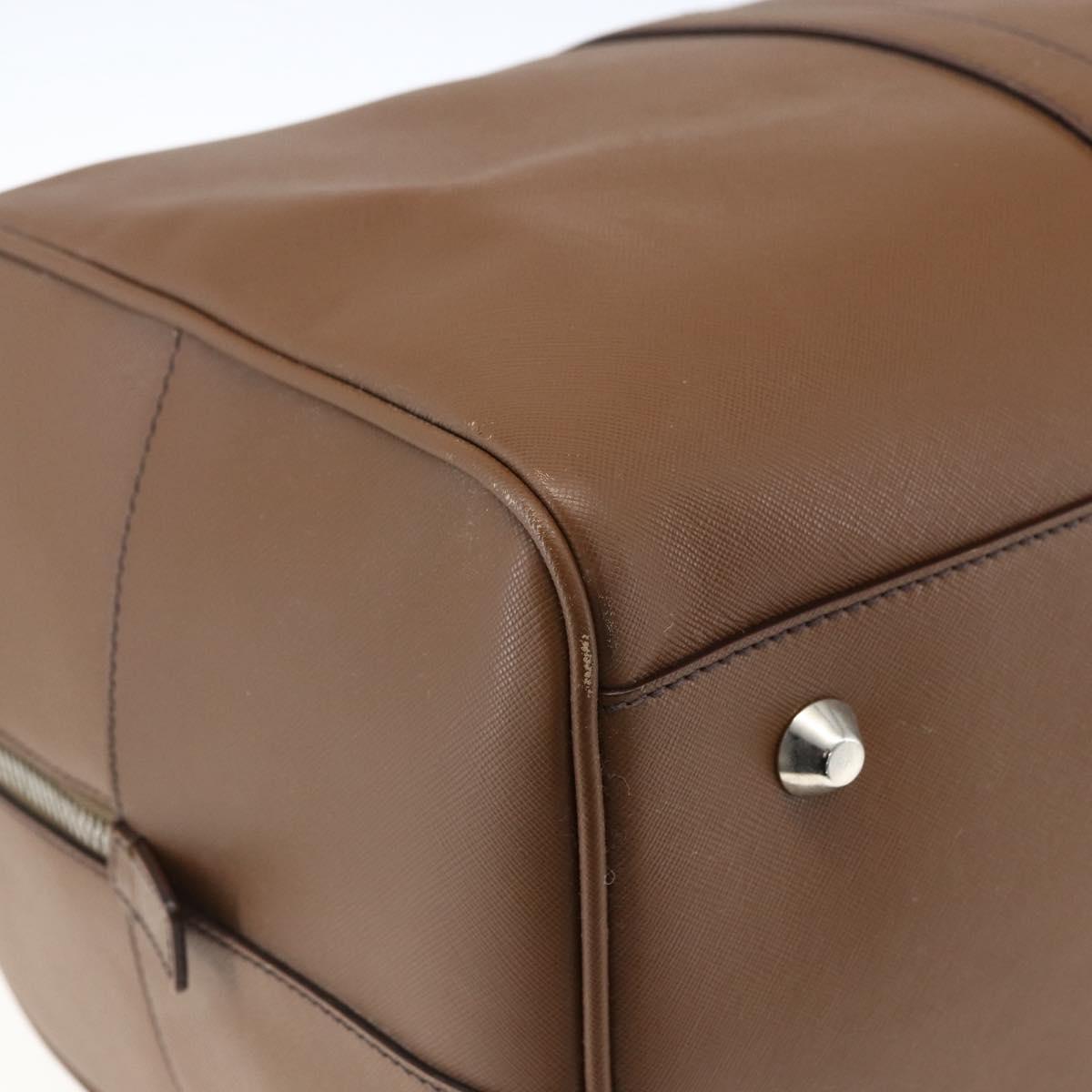 PRADA Boston Bag Safiano leather Brown Silver Auth am10770V