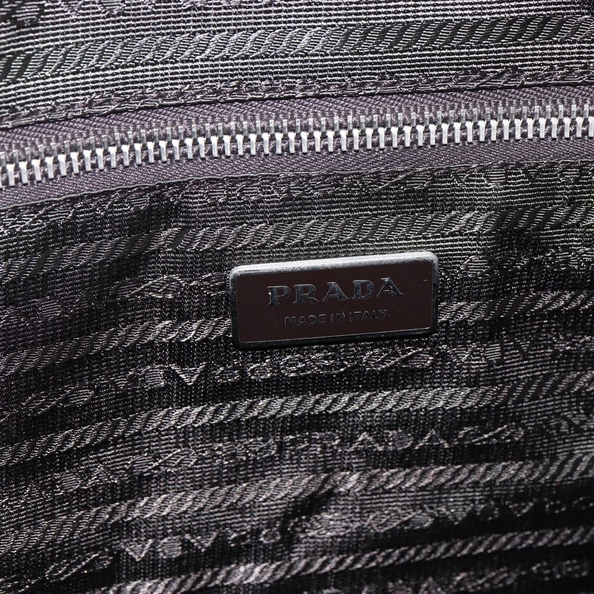 PRADA Boston Bag Safiano leather Brown Silver Auth am10770V