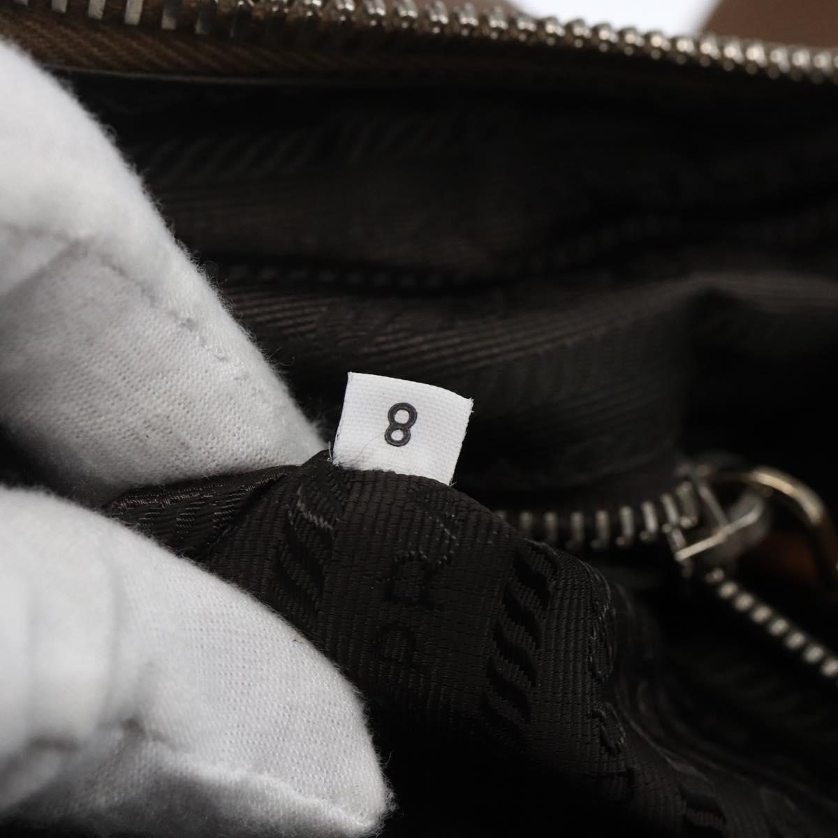 PRADA Boston Bag Safiano leather Brown Silver Auth am10770V