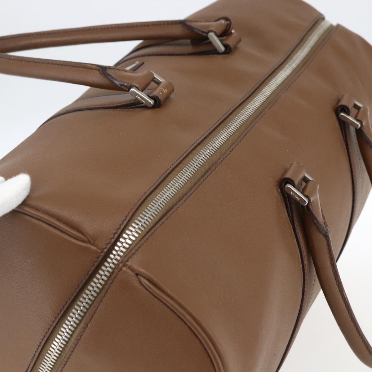 PRADA Boston Bag Safiano leather Brown Silver Auth am10770V