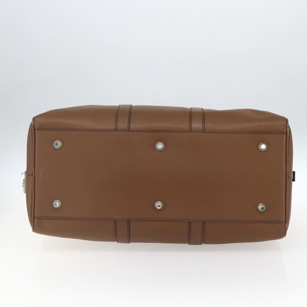 PRADA Boston Bag Safiano leather Brown Silver Auth am10770V