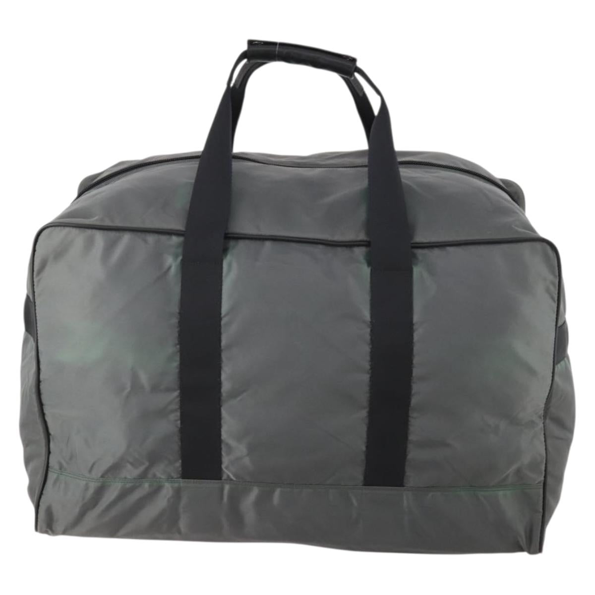 PRADA Boston Bag Nylon Gray Silver Auth am10771